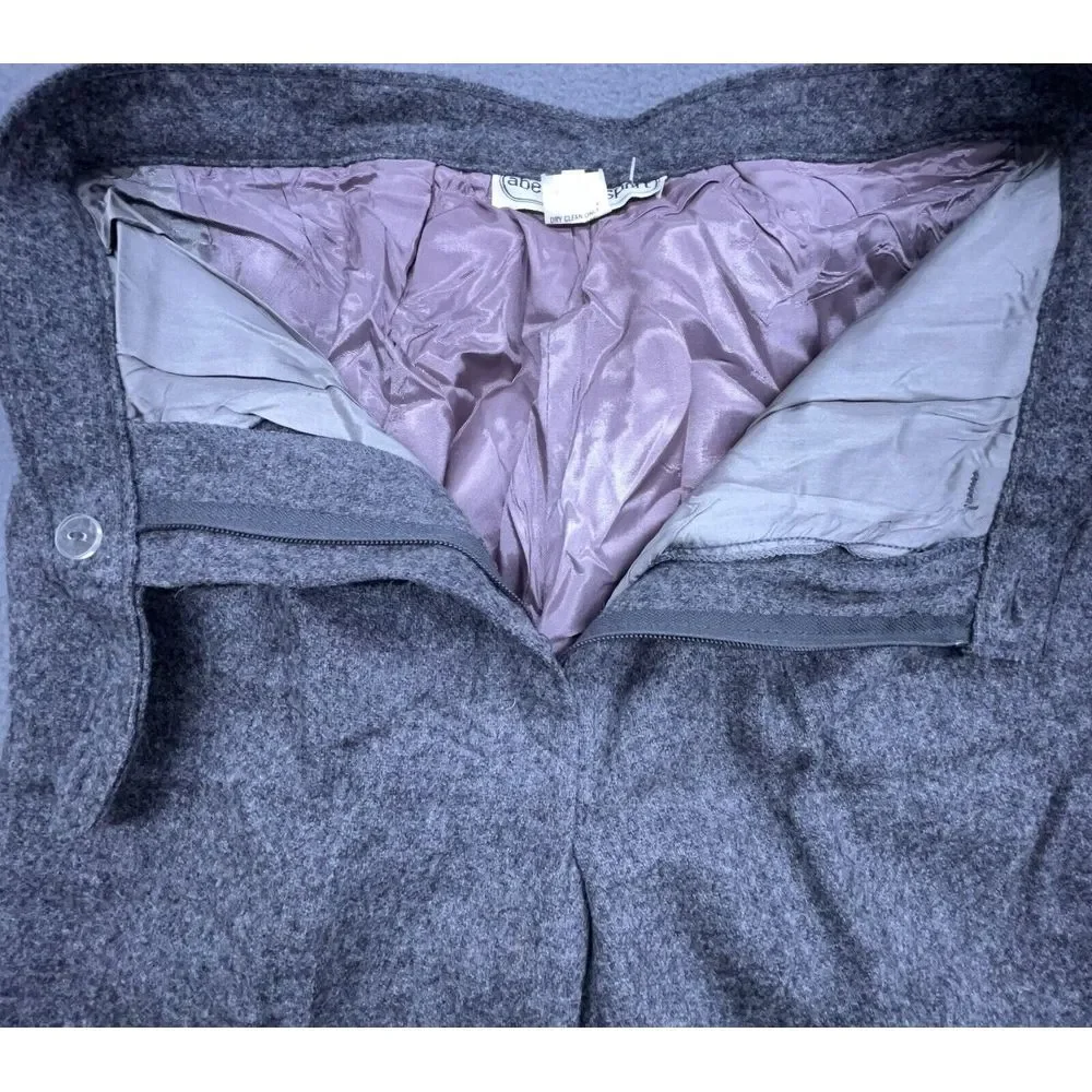 Vtg Abernathy Sport Wool‎ Pants Women 12 Gray Pleats Pockets Slacks Never Worn